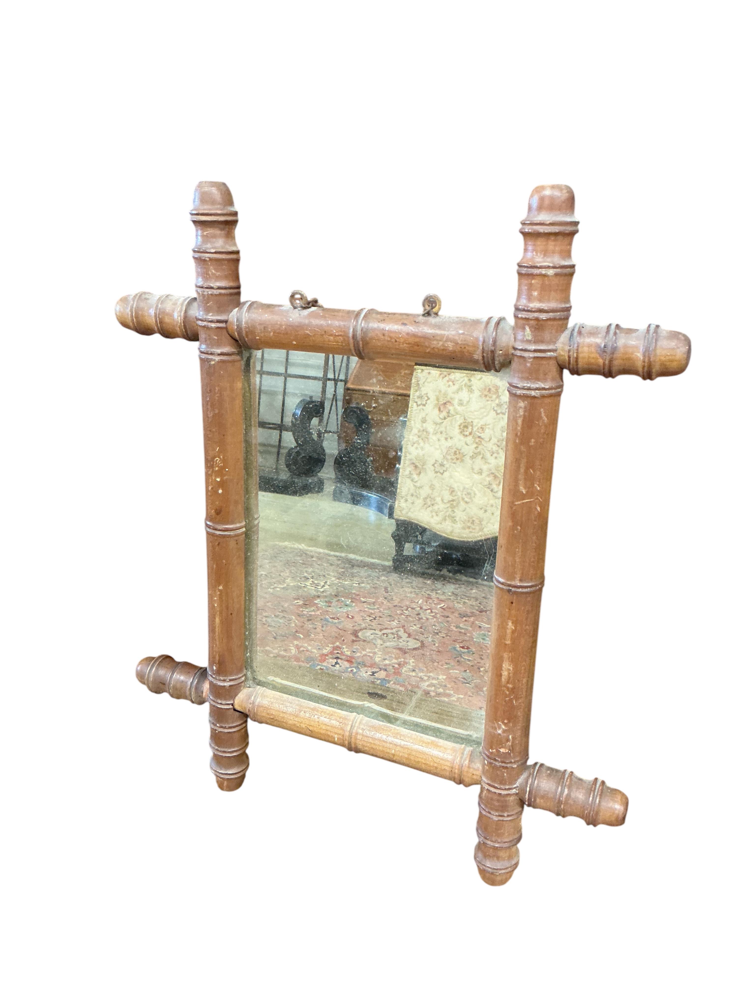 Three late 19th century French rectangular faux bamboo mirrors, largest height 40cm
